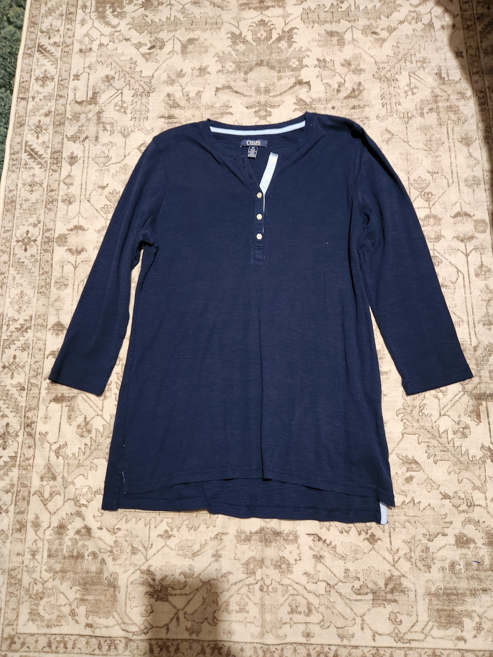 Chaps Navy Long-Sleeve Henley Top